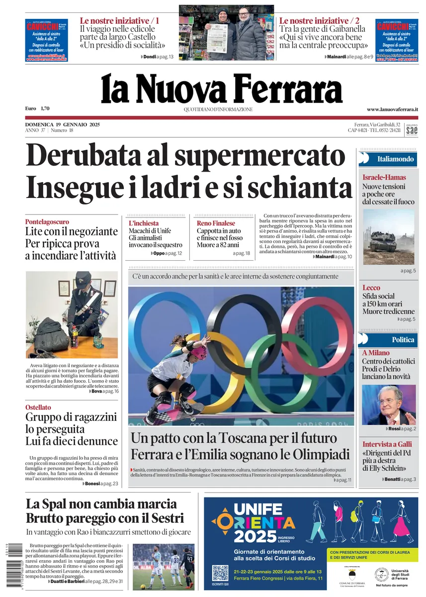 Prima-pagina-nuova ferrara-oggi-edizione-del-2025-01-19